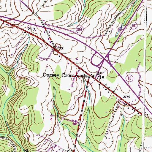 Topographic Map of Equestrian Estates, MD