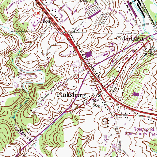 Topographic Map of Finksburg Plaza Shopping Center, MD