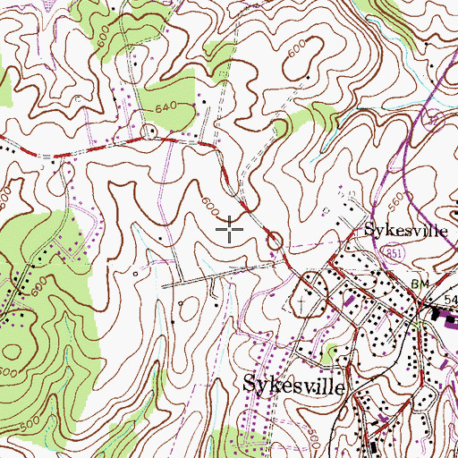 Topographic Map of Hawk Ridge, MD