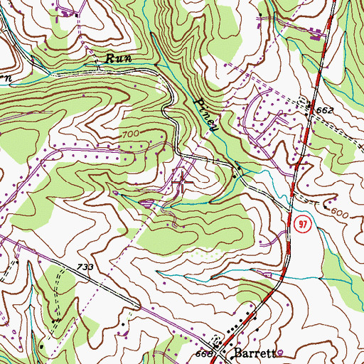 Topographic Map of Heather Ridge, MD