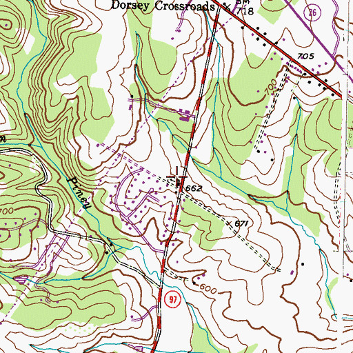 Topographic Map of Highland Cemetery, MD