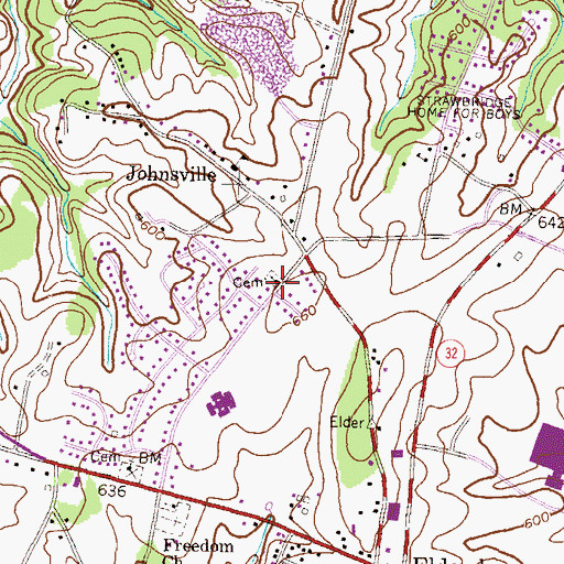 Topographic Map of Johnsville United Methodist Church, MD