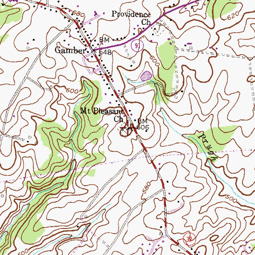 Topographic Map of Mount Pleasant Cemetery, MD