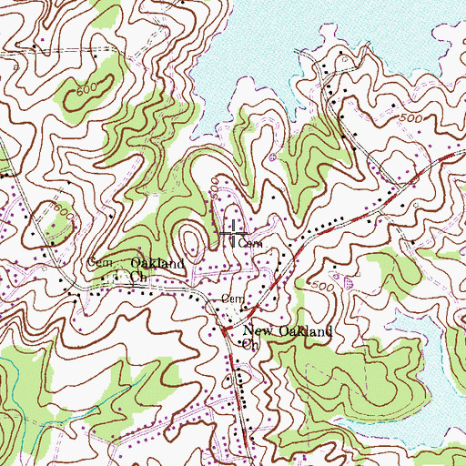 Topographic Map of Oakland Hills, MD
