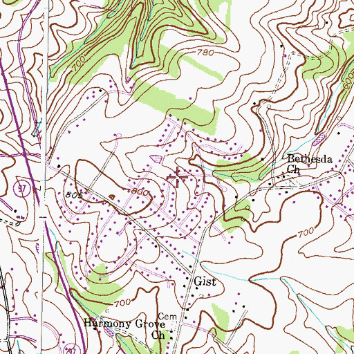 Topographic Map of Presidential Park, MD