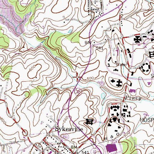 Topographic Map of Springfield Roller Mills (historical), MD