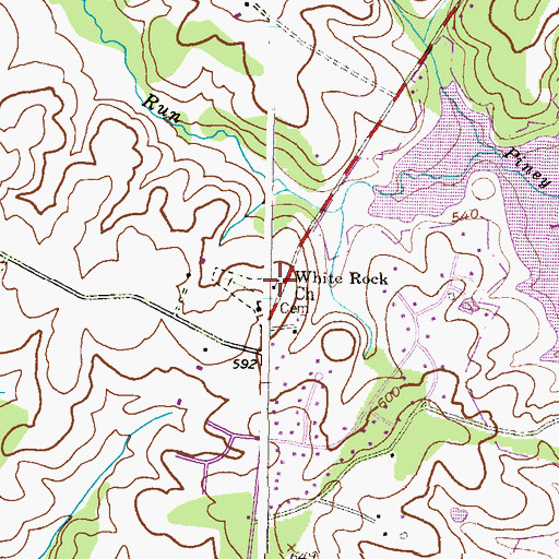 Topographic Map of White Rock United Methodist Cemetery, MD