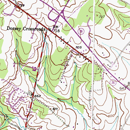 Topographic Map of Piney Run Estates, MD