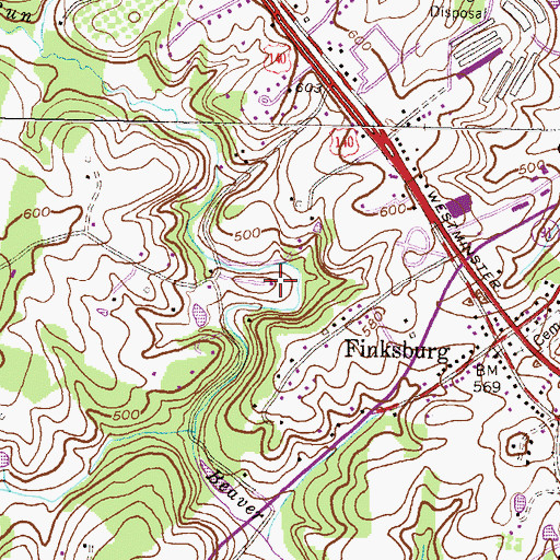 Topographic Map of Beaver Run Fish and Game Club, MD