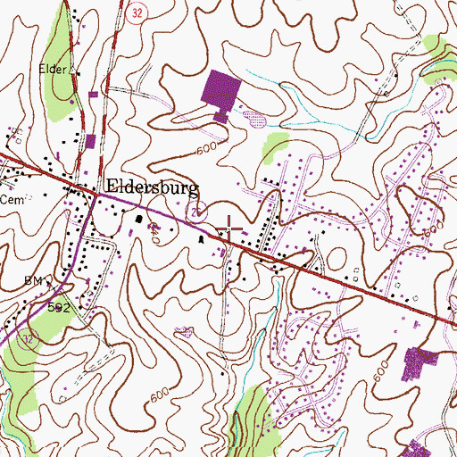 Topographic Map of Eldersburg Plaza Shopping Center, MD