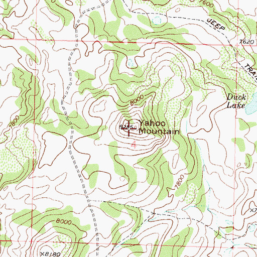 Topographic Map of Yahoo Mountain, CO