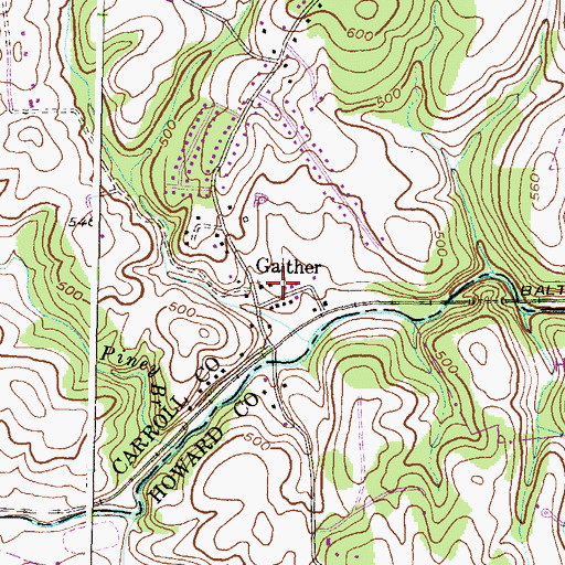 Topographic Map of Gaither Post Office, MD