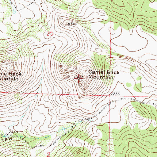 Topographic Map of Camel Back Mountain, CO
