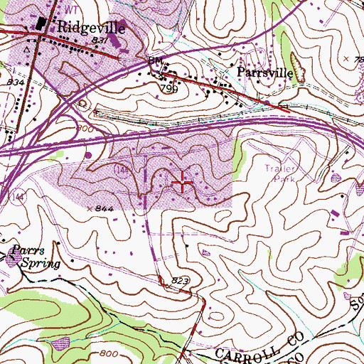 Topographic Map of Hickory Hill, MD