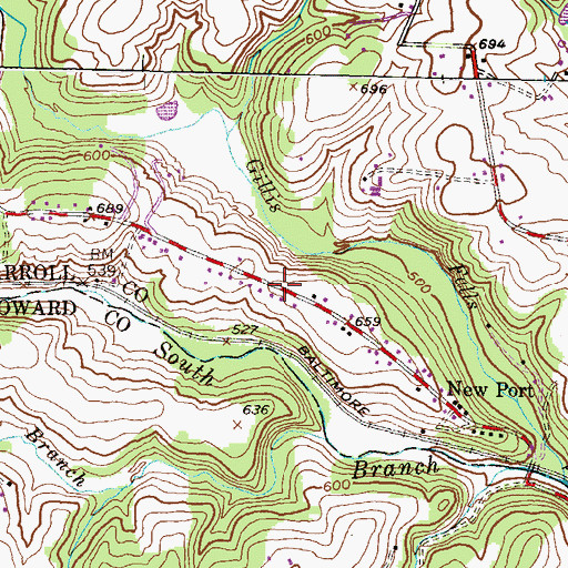 Topographic Map of Highview Estates, MD