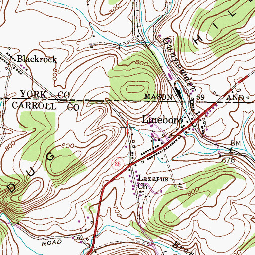 Topographic Map of Lineboro Spring, MD