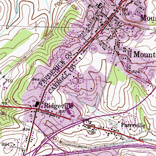 Topographic Map of Merridale, MD