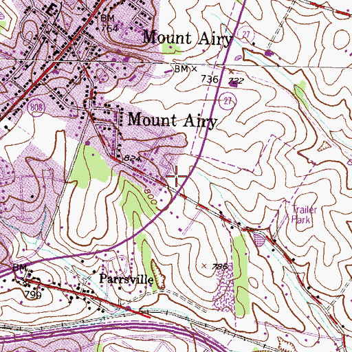 Topographic Map of Mount Airy Post Office, MD