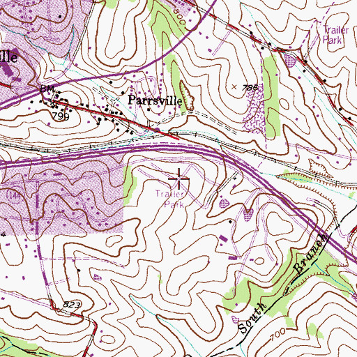 Topographic Map of Pheasant Ridge Mobile Estates, MD