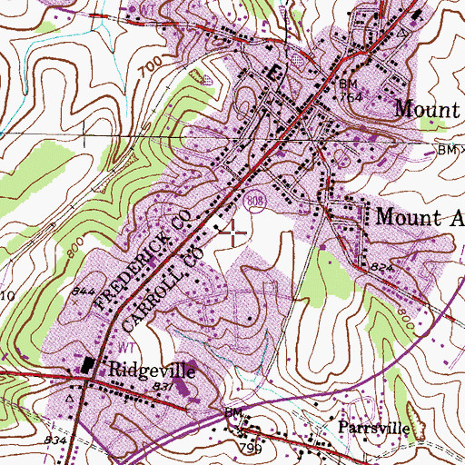 Topographic Map of Pine Grove Cemetery, MD