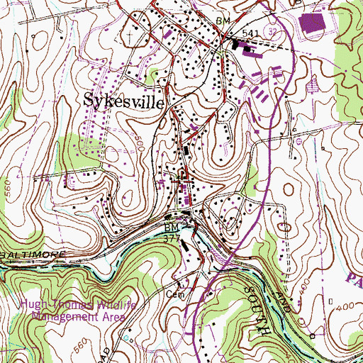 Topographic Map of Saint Pauls United Methodist Church, MD