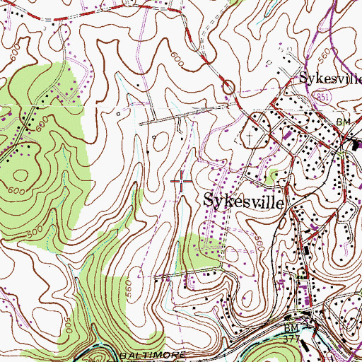 Topographic Map of Shannon Run, MD