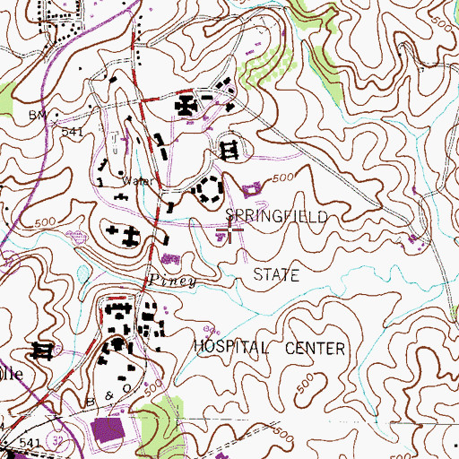 Topographic Map of Springfield Hospital Center Post Office, MD