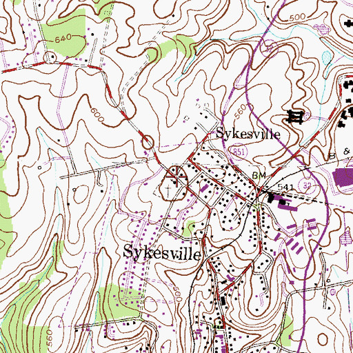 Topographic Map of Springfield Presbyterian Church, MD