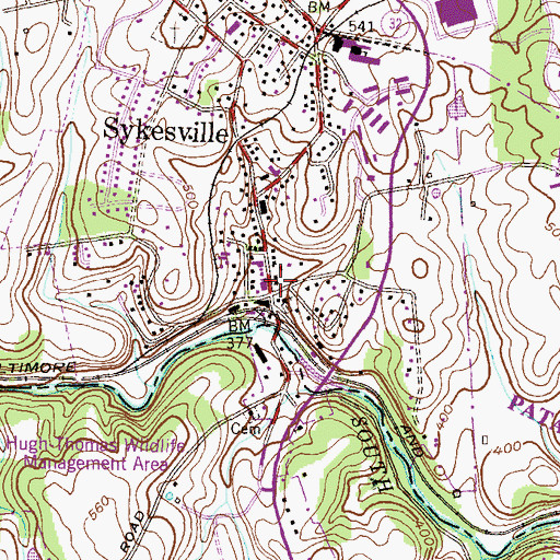 Topographic Map of Sykesville Town Hall, MD