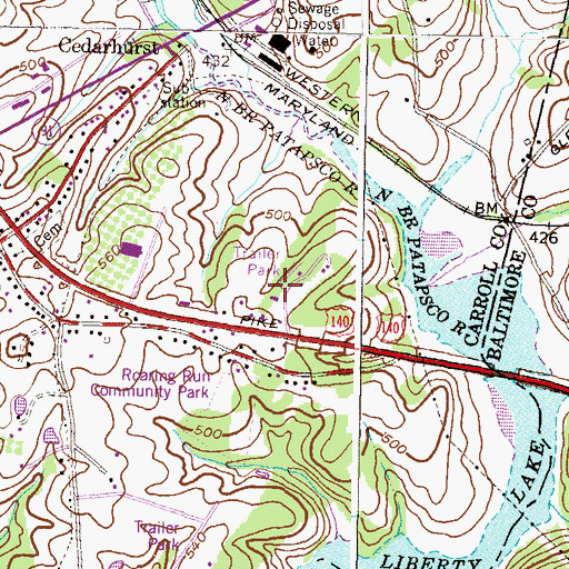 Topographic Map of White Pines Trailer Park, MD