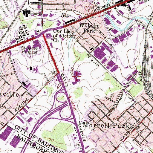 Topographic Map of Archbishop Keough High School (historical), MD