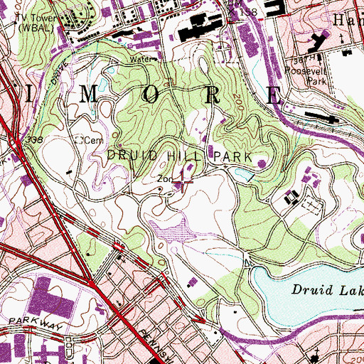 Topographic Map of Baltimore Zoo, MD