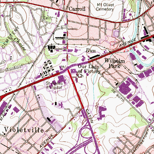 Topographic Map of Cardinal Gibbons High School, MD