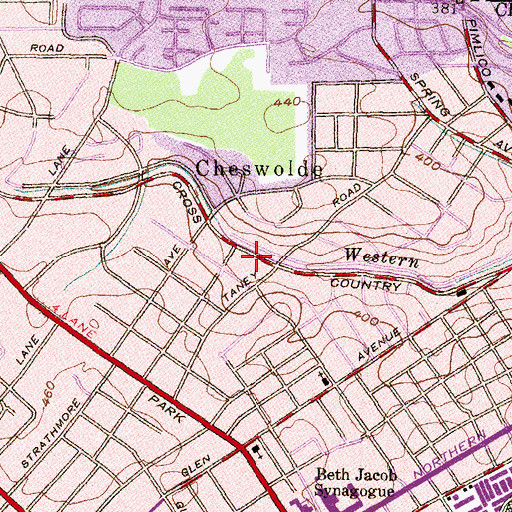 Topographic Map of Cross Country Elementary / Middle School, MD