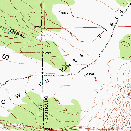Topographic Map of O-Wi-Yu-Kuts Flats, CO