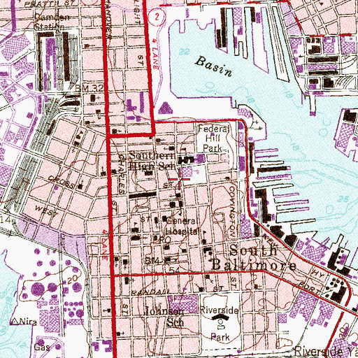 Topographic Map of Federal Hill Preparatory Elementary School, MD