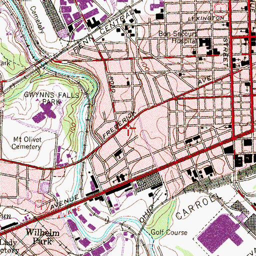 Topographic Map of Frederick Elementary School, MD