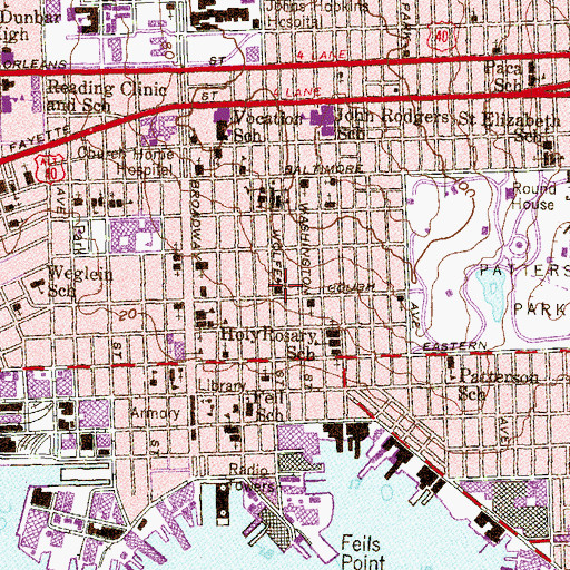 Topographic Map of Wolfe Street Academy, MD