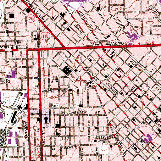 Topographic Map of William Pinderhughes Elementary / Middle School, MD