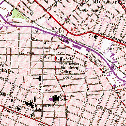 Topographic Map of George W F McMechen High School, MD