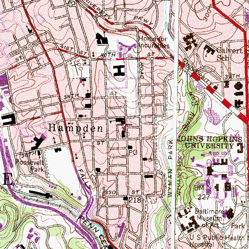 Topographic Map of Hampden Elementary / Middle School, MD
