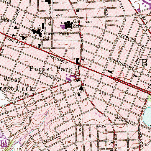 Topographic Map of Liberty Elementary School, MD