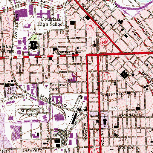 Topographic Map of Matthew A Henson Elementary School, MD