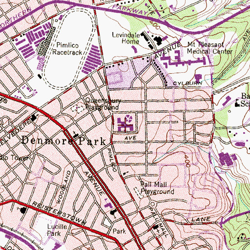 Topographic Map of Pimlico Elementary / Middle School, MD