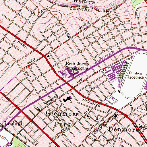 Topographic Map of Pimlico Middle School, MD