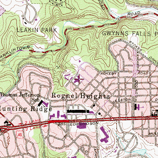 Topographic Map of Rognel Heights Elementary / Middle School, MD