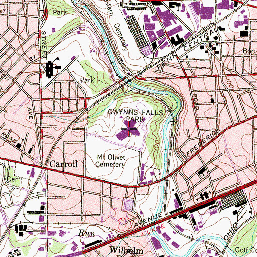 Topographic Map of Southwestern High School, MD