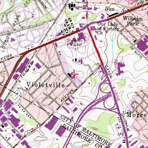 Topographic Map of Violetville Elementary - Middle School, MD