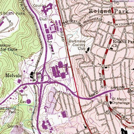 Topographic Map of Western High School, MD