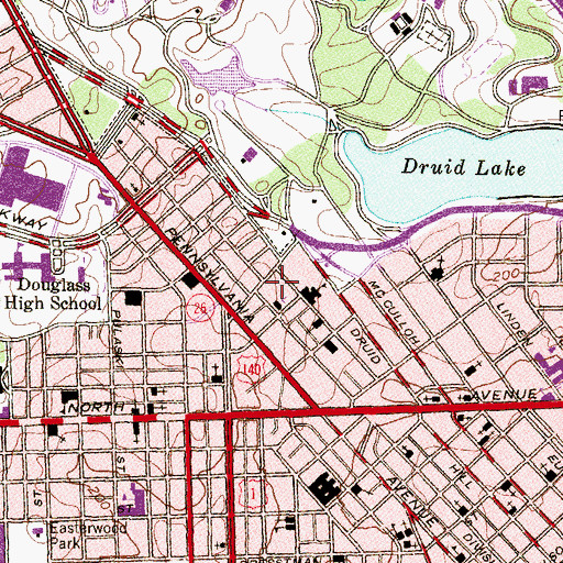 Topographic Map of Westside Elementary School, MD